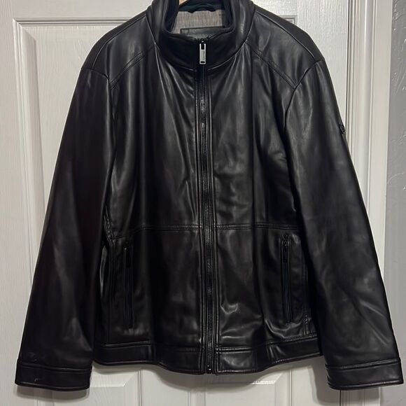 🔥🔥 CALVIN KLEIN Brown Leather Jacket - Quilted Lined - Men Sz XL - EXCELLENT - Picture 1 of 15